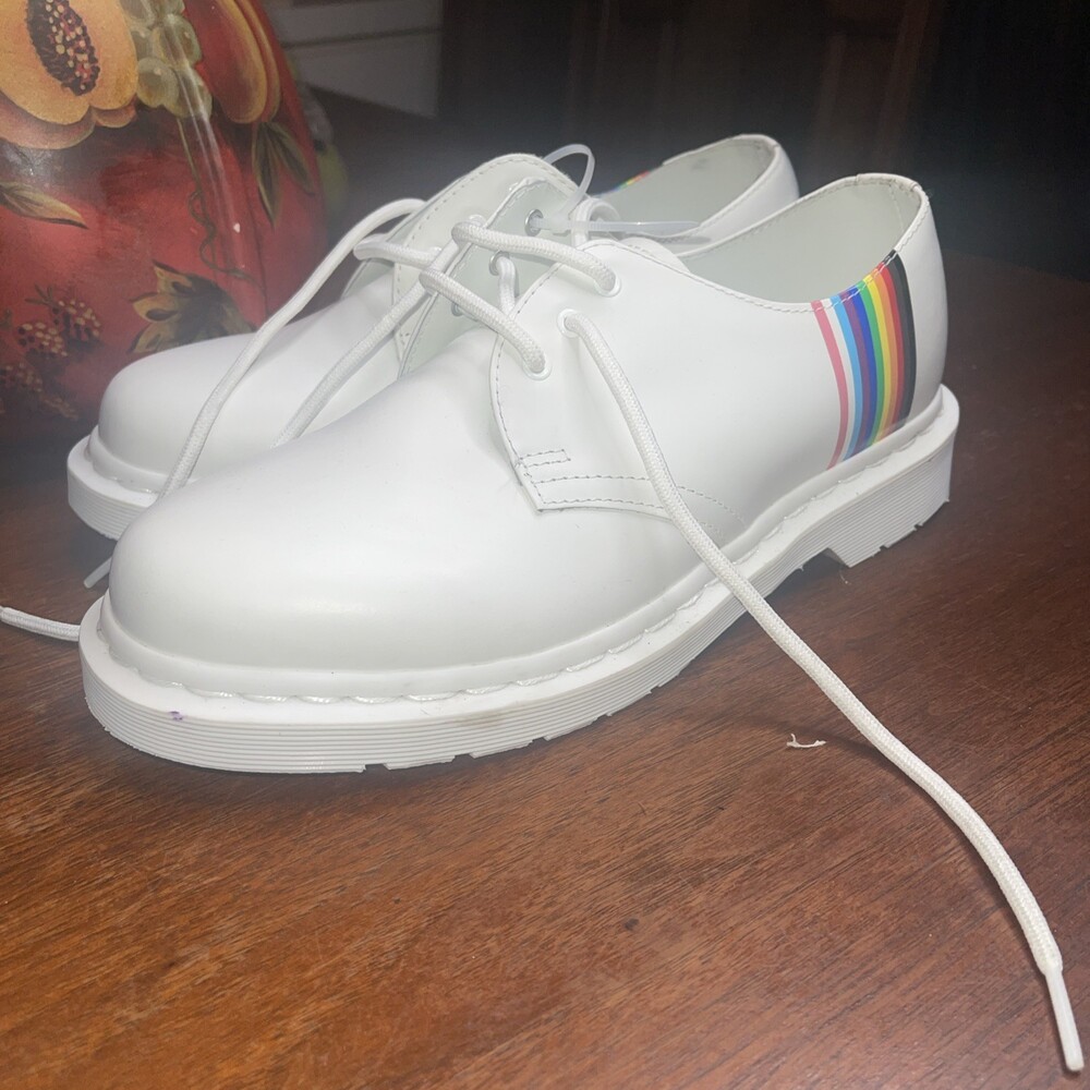Dr Martens 1461 Pride UNISEX White Leather Oxford Mens 8 Womens 9 NEW SHOES